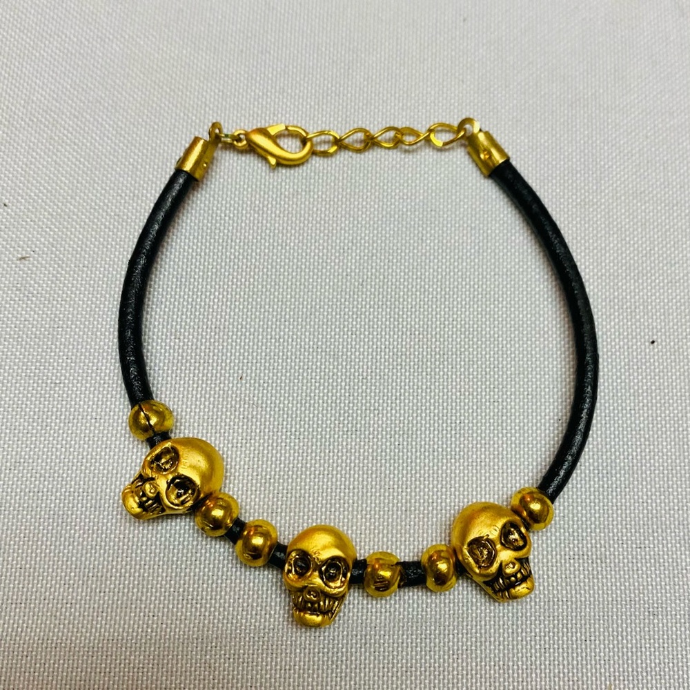 Gold vermeil 3 skull bracelet